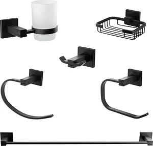 طقم اكسسوارات دريم DR 7200 B اسود استانلس ستيل عدد 6 قطع