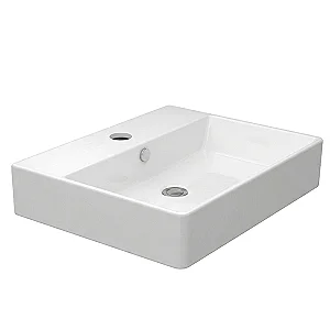 Sanipure Kepler Rectangular Above-Counter Basin, White, 60 cm with Fixing Set