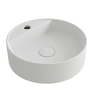 Sanipure Titan Above-Counter Basin, 48 cm, Round with Fixing Set, White