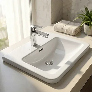 Oberon Countertop Basin 55 cm without Mixer Hole, Pergamon