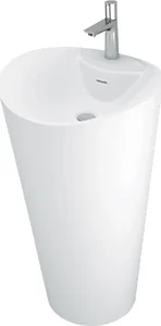 Sanipure Onda Solid Surface Floor Basin 90 × 48 × 50 cm with Drain and Overflow, White