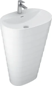 Sanipure Congo Floor-Standing Solid Surface Basin, 60 × 38 × 90 cm, White