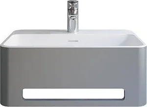 Sanipure Sabao Wall-Hung Basin 50 × 31 cm with 34 cm Rectangular Towel Holder, Mixer Hole and Overflow, Grey
