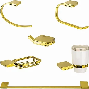 طقم اكسسوارات دريم DR 3000 G ذهبي استانلس ستيل عدد 6 قطع
