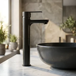 Global Standard Sky GSL 1074 ND BP Tall Basin Mixer, Black, Height 33 cm