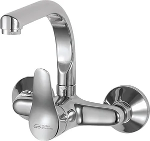 Global Standard Fiora GSL 1059 CP Wall-Mounted Kitchen Mixer, Glossy Chrome, 24 cm Spout