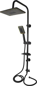 Purity Savita 2 × 1 Rectangular Shower Column 715, Black & Gold, Multi-speed Head