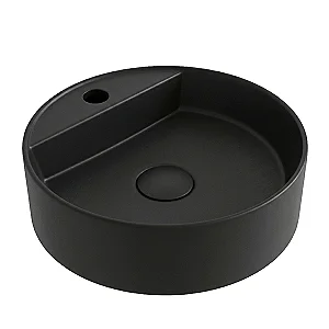 Sanipure Titan Round Countertop Basin, Matte Black, 48 cm with Fixing Set