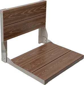 Pura Comfort Shower Chair with Backrest SS-CB-P20, Folding HPL Compact Seat, 30 × 45 cm, Matte Brown