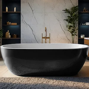 بانيو هاوسز تونجا 150 × 80 سم سيملس بالجانب قطعة واحدة اللون ابيض × اسود