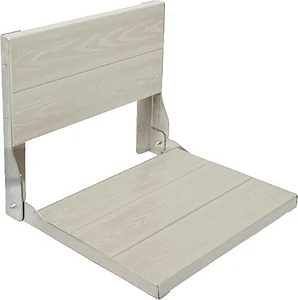 Pura Comfort SS-CL-P20 Folding Shower Chair with Backrest, Matte Light Grey, 30 × 45 cm, Stainless Steel HPL Compact with Fixing Set