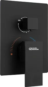 Global Standard Valencia GSS 3604 EBP Concealed Bath Mixer, 3 Outlets, Body and Trim with Handle and Diverter, Black