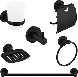 Infinity IN 140 B Bathroom Accessories Set, Black, 6 Pieces