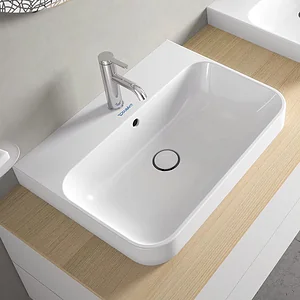 حوض ساقط رخامة ديورافيت هابي دي 2 بلس ابيض 60 سم