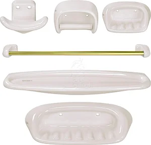 Easy Fischer Ceramic Soap Dish Set, 6 Pieces, Pergamon