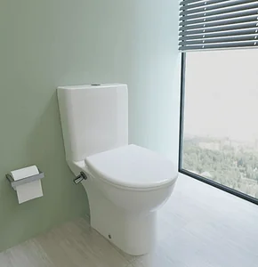 Sanipure Rosetta Toilet 22804975 with Internal Bidet Spray, Soft-Close Seat & Cover, Cistern with Fittings and Fixing Set, 65 × 40 cm, White