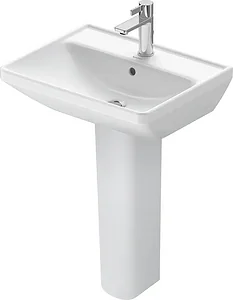 Duravit D-Neo Basin 65 cm with Full Pedestal and Fixing Set, White