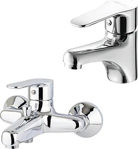 Global Standard Mira Plus 2-Piece Mixer Set, Chrome: Basin Mixer 1010 and Bath Mixer 1011