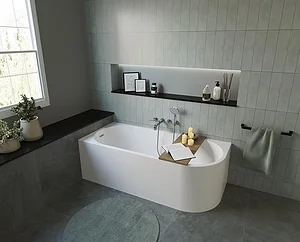 Sanipure Claro Jacuzzi Bathtub 00100680031 with Side Panel One Piece, 2 Systems, Left Hand, 170 × 75 cm