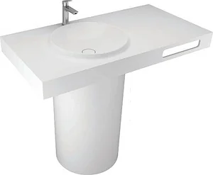 Sanipure Tondo Floor-Standing Basin 0016033, 90 × 115 × 60 cm without Overflow with 30 cm Towel Holder