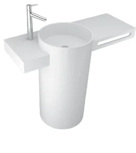 Sanipure Provo Floor-Standing Basin 0016004, 90 × 115 × 53 cm without Overflow with Integrated Towel Holder