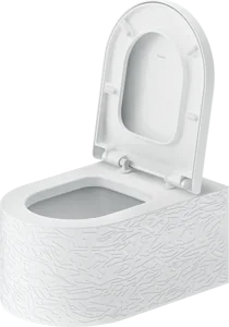 Duravit Vitrium Wall-Hung Toilet, Patterned White Satin HygieneGlaze, with Soft-Close Toilet Seat & Cover, Internal Bidet Spray and Fixing Bolts