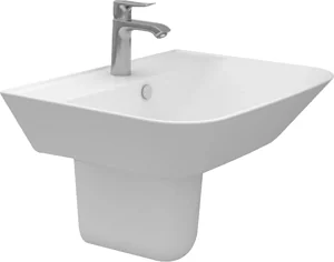Sanipure Magnus Basin 65 cm with Wall-Hung Pedestal and Fixing Set, Pergamon