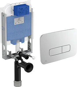 Ideal Standard ProSys Concealed Cistern with Half Frame R014667, 8 cm Thickness, with Oleas M3 Flush Plate Chrome R0123AA