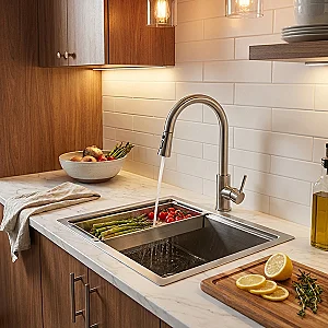 حوض مطبخ Stainless Steel مانص هاند ميد MA 5542 Size 55 × 42 سم بصفاية اطباق بمجموعة الصرف 3 بوصة