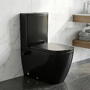 Sanipure Magnus Back-to-Wall Toilet S/P Matte Black with Hydrojet Bidet Spray, Soft-Close Toilet Seat & Cover, Cistern with Mechanism and Fixing Set