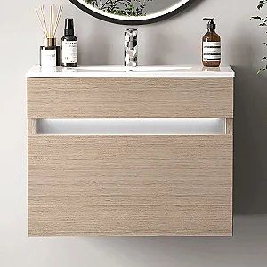 وحدة حمام معلقة بورديوم بالحوض دوفو فليكس F-60CM-01-703 بيج × ابيض 60 سم درج