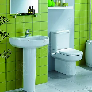 طقم حمام بلايا مرحاض ملاصق للحائط G4921/G4922 و حوض J5013 مقاس 65 سم بالعامود الطويل من أيديال ستاندرد (اختر اللون: ابيض)