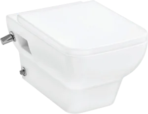 Hansgrohe Greek Tide Q Wall-Hung Toilet with Toilet Seat & Cover, Internal Bidet Spray and Fixing Bolts, White