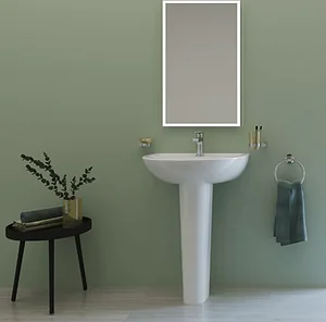 Sanipure Rosetta Basin with Full Pedestal 55 cm with Fixing Set, Pergamon