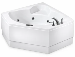 Duravit Miami Jacuzzi 125 × 125 cm, 2 Motors System, 8 Water Jets and 16 Air Jets, Chrome, with Waste, Overflow, Panels and Frame