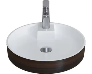 Sanipure Plato 0016009 Basin for Horizontal Surface without Overflow with Mixer Hole 42 × 42 cm, Walnut Mottle (001600931)