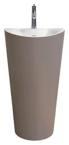 Sanipure Onda One-Piece Freestanding Floor Basin 0016001 with Overflow, 90 × 48 × 50 cm — Mocha (001600125)