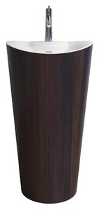 Sanipure Onda One-Piece Freestanding Floor Basin 0016001 with Overflow, 90 × 48 × 50 cm — Walnut Mottled (001600131)