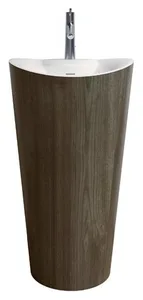 Sanipure Onda One-Piece Freestanding Floor Basin 0016001 with Overflow, 90 × 48 × 50 cm — Canary Oak (001600136)