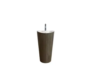 Sanipure Onda Floor Basin 0016001 with Overflow, 90 × 48 × 50 cm — Canary Oak (001600136)