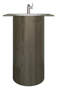 حوض رونديلا ارضى 0016029 مقاس 90 × 70 × 54.5 سم بدون فايظ بفواطة 17 سم من ساني بيور - اللون كناري اوك (001602936)