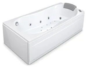 Duravit Dallas Combi Jacuzzi 190 × 90 cm, 2 Systems, 24 Chrome Jets (8 Water, 16 Air) with Front Panel, Seat, Pillow and Left Drain, White