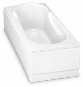 New Plus Bathtub 170 × 70 cm with 170 Front Panel + 70 Small Side Panel, Right Side, Left Drain, White