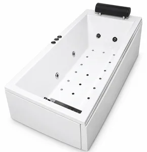 Milano Rectangular Jacuzzi 170 × 75 cm, 1 System 8-Jet Chrome, Front Panel Only, with Strainer and Pillow, White