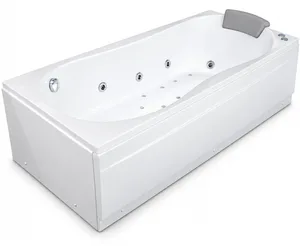 Dallas Jacuzzi 170 × 75 cm, 2 Systems 24 Chrome Jets with Front Panel Only and Pillow, White
