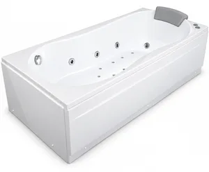 Duravit Dallas Combi Jacuzzi White 190 × 90 cm, 2 Systems 24 Jets Chrome (8 Water 16 Air) with Front Panel, Seat, Pillow and Right Drainage