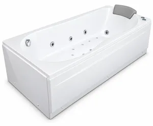 Dallas Jacuzzi Bathtub 180 × 80 cm, with Front Panel + Left Side Panel, Right Drain, 2 Systems — White