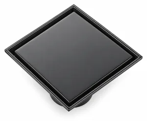 صفاية استانلس ستيل برقبة بلاستيك 15 × 15 بوشين بغطاء سادة FD-61- B بلاك