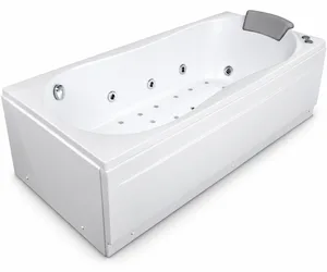 Duravit Dallas Jacuzzi 170 × 75 cm, 2 Systems 2 Motors, 8 Water Jets and 16 Air Jets, Chrome with Waste, Overflow, Pillow, Sides and Frame, Right Drain, White