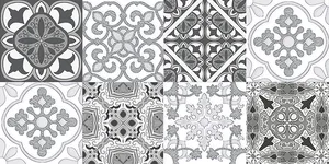 سيراميك حوائط قطع ليزر مايوركا نيو اسبانيش ديكور (مكس) هندسي رمادي فرز ثاني 30 × 60 سم لامع